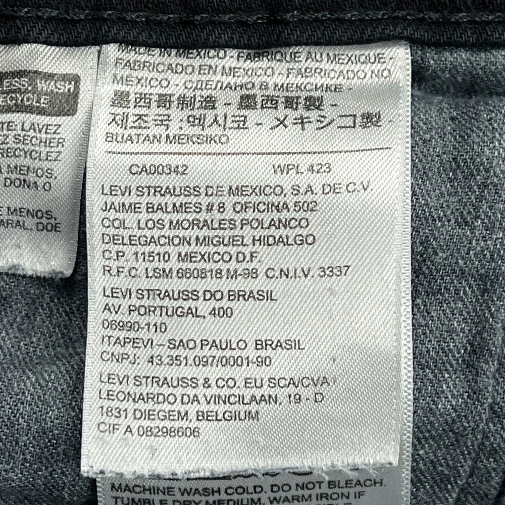 Levis 511‎ Jeans Men's 36x32 Black Tapered Leg Slim Stretch Red Tab Dark Denim